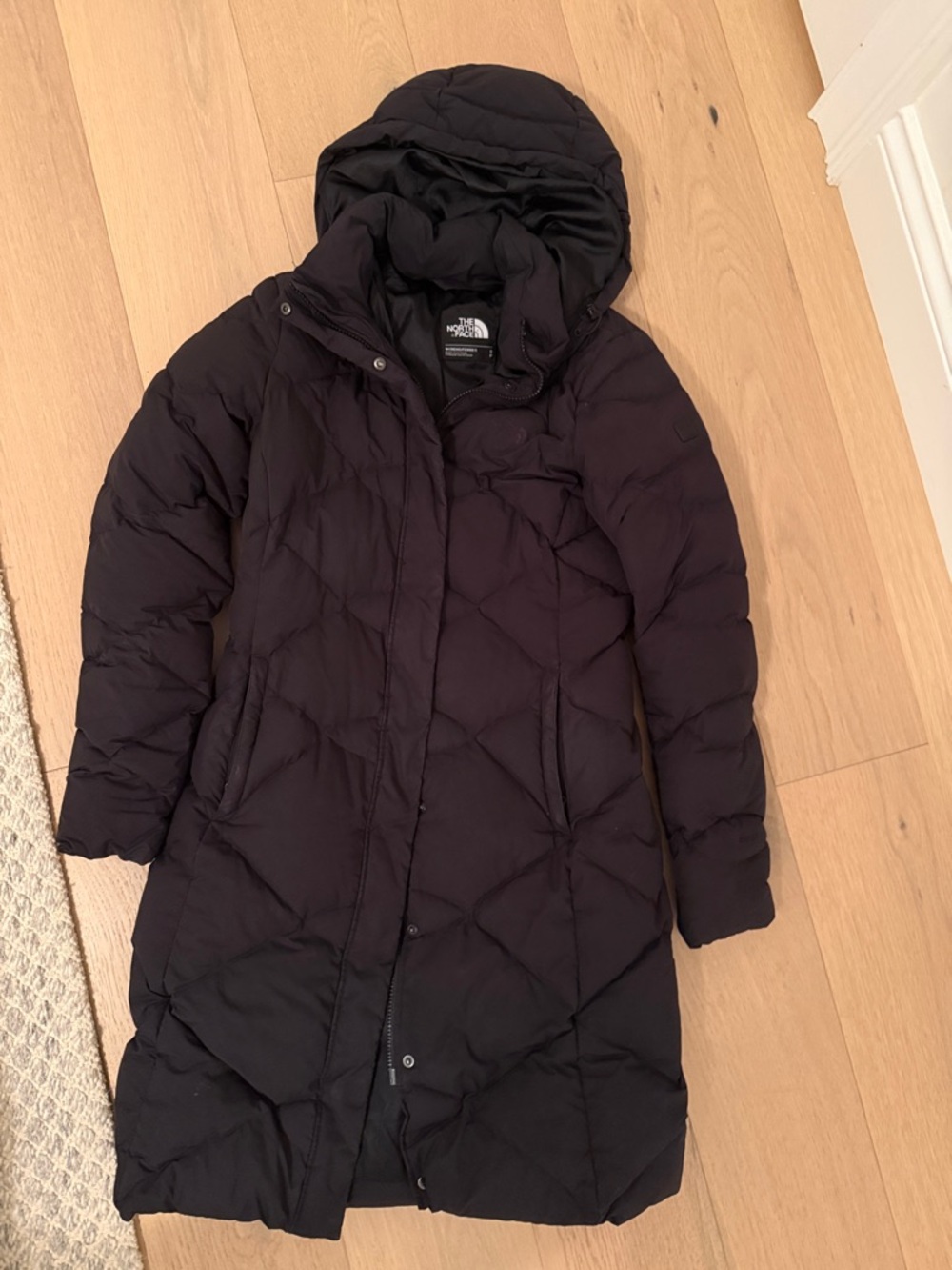 The North Face Women's Black Hooded Long Puffer Coat
